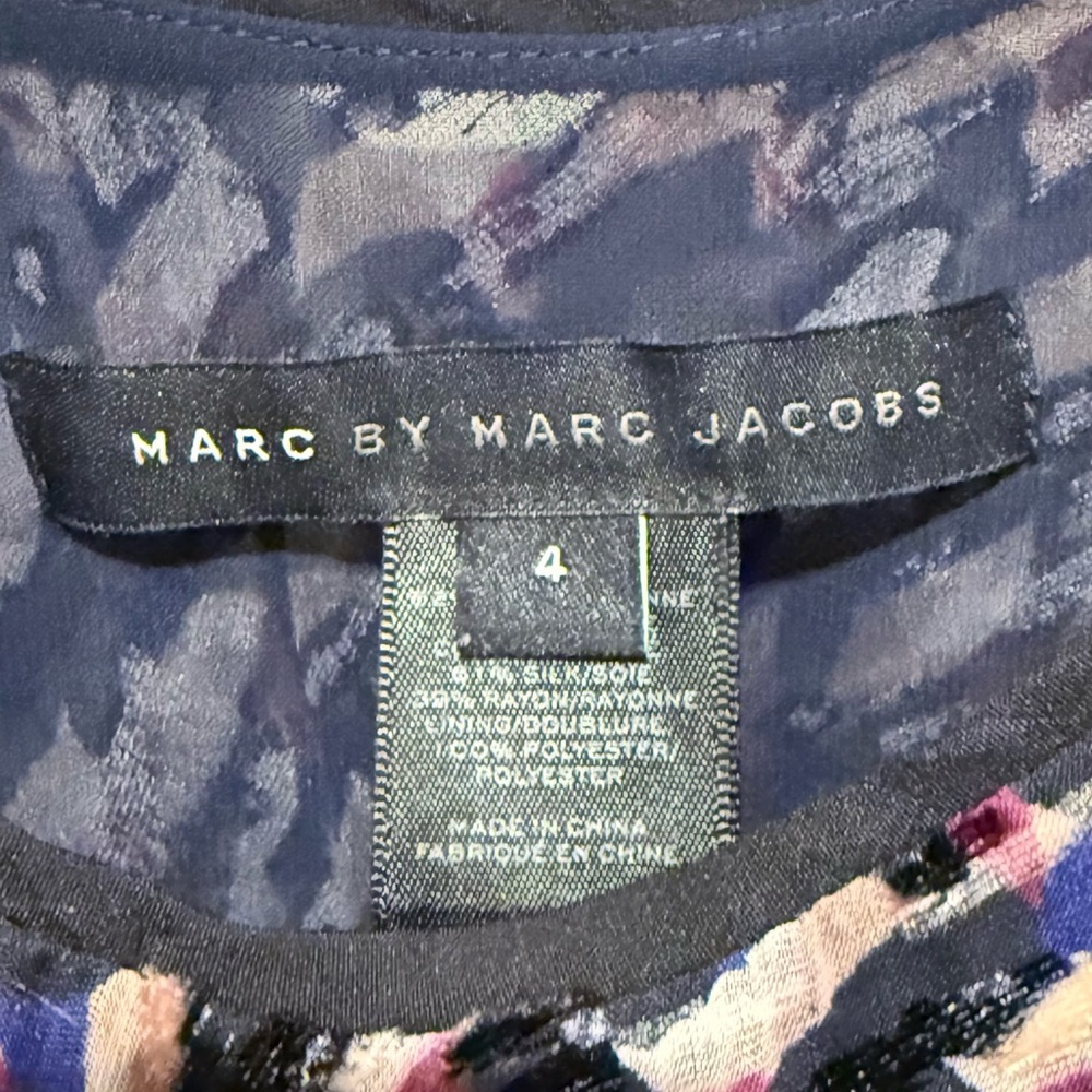 Marc by Marc Jacobs EUC Sz 4 Sleeveless Graphic Design Velvet Devore Dress (533) - Picture 11 of 14